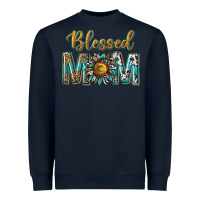 Navy western blessed mom with sunflower Heavyweight Sweatshirt - texasbilliewilder