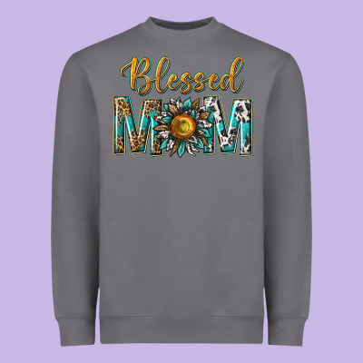 Western Blessed Mom With Sunflower Heavyweight Sweatshirt Designed By Texasbilliewilder