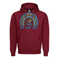 Burgundy in april we wear blue autism awareness leopard rainbow Zipper Hoodie - Artiststas