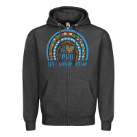 Charcoal Heather in april we wear blue autism awareness leopard rainbow Zipper Hoodie - Artiststas