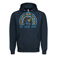 Navy in april we wear blue autism awareness leopard rainbow Zipper Hoodie - Artiststas