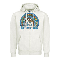 In April We Wear Blue Autism Awareness Leopard Rainbow Zipper Hoodie | Teevron