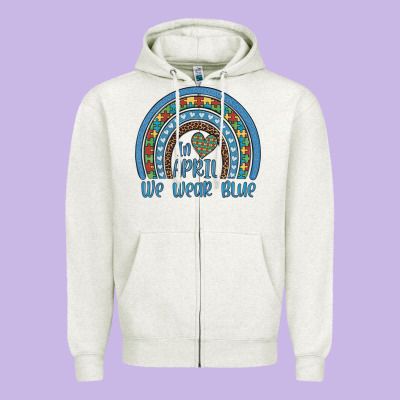 In April We Wear Blue Autism Awareness Leopard Rainbow Zipper Hoodie Designed By Artiststas