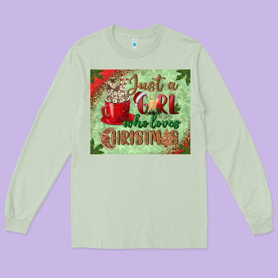 Just A Girl Who Loves Christmas Mousepad Long Sleeve Tee Designed By Bundleandbundleshop