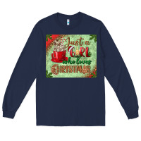 Navy just a girl who loves christmas mousepad Long Sleeve Tee - BundleAndBundleShop