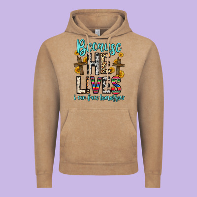Because He Lives I Can Face Tomorrow Vintage Hoodie Designed By Zillion Design Studio