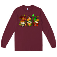 Burgundy fall gnomes with pumpkin pie Long Sleeve Tee - AdoDesignShop