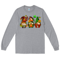 Heather Grey fall gnomes with pumpkin pie Long Sleeve Tee - AdoDesignShop