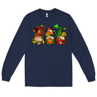 Navy fall gnomes with pumpkin pie Long Sleeve Tee - AdoDesignShop