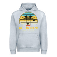 Heather Grey UFO Vintage Retro Alien Outerspace Spaceship Urban Hoodie - Bettercallsaul