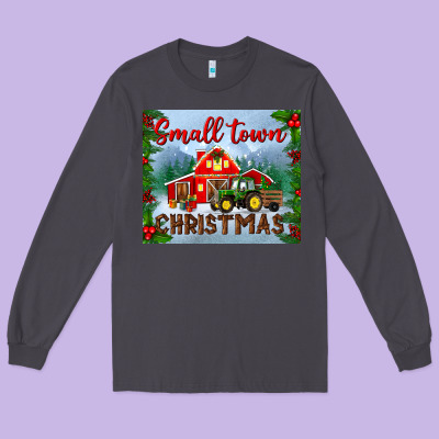 Small Town Christmas Mousepad Long Sleeve Tee Designed By Bundleandbundleshop