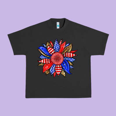 America Sunflower Urban Heavy Tee Designed By Neo Western