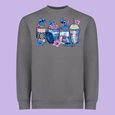 Stitch Coffee Cups Heavyweight Sweatshirt Designed By Zillion Design Studio