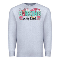 Heather Grey nursing in my heart Premium Sweatshirt - MaliasSmallBusiness
