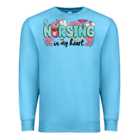 Ocean Blue nursing in my heart Premium Sweatshirt - MaliasSmallBusiness