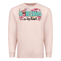 Pale Pink nursing in my heart Premium Sweatshirt - MaliasSmallBusiness