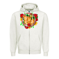 Oatmeal Heather empanadas plate and roses Zipper Hoodie - AdoDesignShop