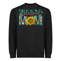 Black western blessed mom with sunflower Heavyweight Sweatshirt - texasbilliewilder