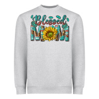 Heather Grey western blessed mom with sunflower Heavyweight Sweatshirt - texasbilliewilder