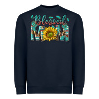 Navy western blessed mom with sunflower Heavyweight Sweatshirt - texasbilliewilder