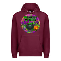 Burgundy halloween round earrings Premium Hoodie - BundleAndBundleShop