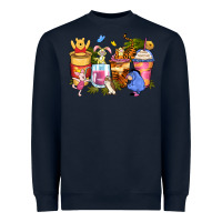 Navy cartoon characters coffee cups Heavyweight Sweatshirt - Zillion Design Studio