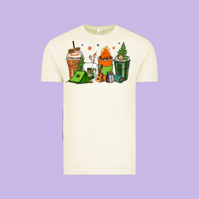 Camping Coffee Cups Vintage Tee Designed By Zillion Design Studio
