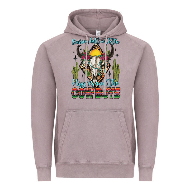 Raising Hell With The Hippies And The Cowboys Vintage Hoodie by Zillion Design Studio | Teevron