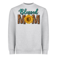 Heather Grey western blessed mom with sunflower Heavyweight Sweatshirt - texasbilliewilder