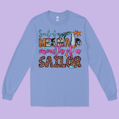 Soul Of A Mermaid Mouth Of A Sailor Long Sleeve Tee Designed By Jahusdesignshop