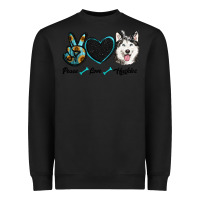Black peace love huskies Heavyweight Sweatshirt - RanaPortraitStore