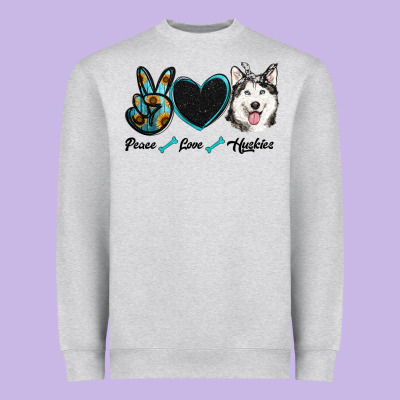 Peace Love Huskies Heavyweight Sweatshirt Designed By Ranaportraitstore