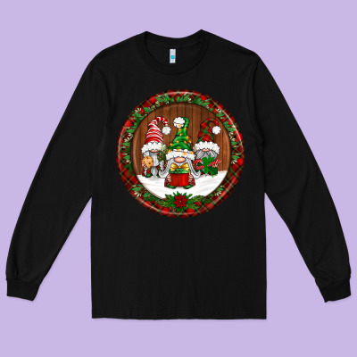 Christmas Gnomies Christmas Ornament Long Sleeve Tee Designed By Bundleandbundleshop
