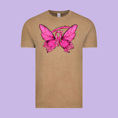 Breast Cancer Butterfly Vintage Tee Designed By Texasbilliewilder