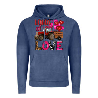 Vintage Denim valentine's day loads of love tractor with pin heart balloons Vintage Hoodie - RanaPortraitStore