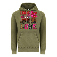 Vintage Olive valentine's day loads of love tractor with pin heart balloons Vintage Hoodie - RanaPortraitStore