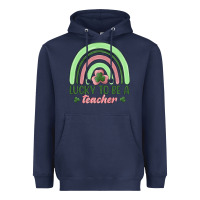 Navy lucky to be a teacher Heavyweight Hoodie - MaliasSmallBusiness