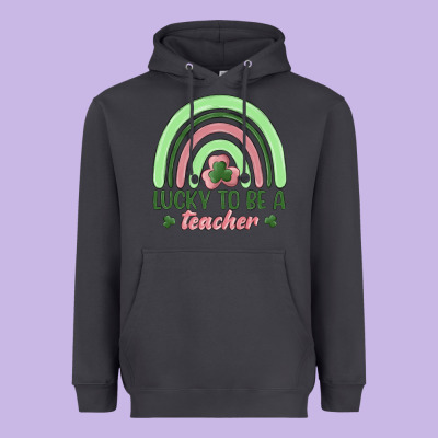 Lucky To Be A Teacher Heavyweight Hoodie Designed By Maliassmallbusiness