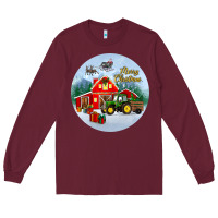 Burgundy merry christmas small town christmas ornament Long Sleeve Tee - BundleAndBundleShop
