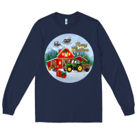 Navy merry christmas small town christmas ornament Long Sleeve Tee - BundleAndBundleShop