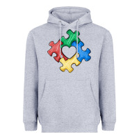 Heather Grey autism puzzle Heavyweight Hoodie - MaliasSmallBusiness