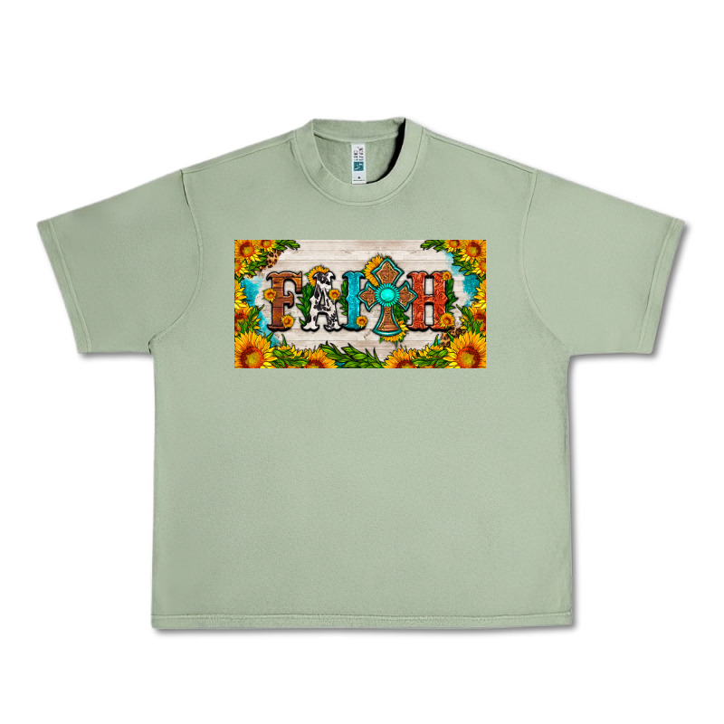 Faith Cross And Sunflower License Plate Urban Heavy Tee by HRA Design Shop | Teevron
