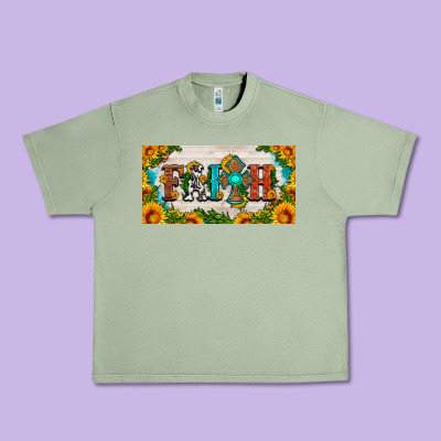 Faith Cross And Sunflower License Plate Urban Heavy Tee Designed By Hra Design Shop