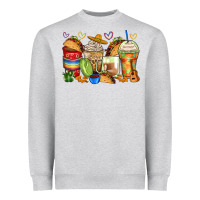 Heather Grey tacos coffee cups Heavyweight Sweatshirt - Zillion Design Studio