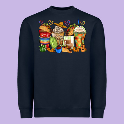 Tacos Coffee Cups Heavyweight Sweatshirt Designed By Zillion Design Studio