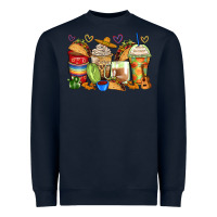 Navy tacos coffee cups Heavyweight Sweatshirt - Zillion Design Studio