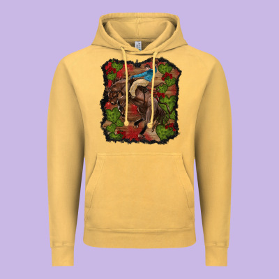 Vintage Hoodie valentine's day cowboy cactus rose