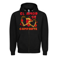 Black el amor se comparte with churros Zipper Hoodie - AdoDesignShop