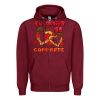Burgundy el amor se comparte with churros Zipper Hoodie - AdoDesignShop