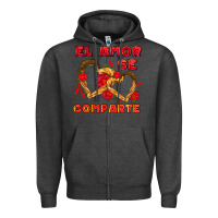 Charcoal Heather el amor se comparte with churros Zipper Hoodie - AdoDesignShop